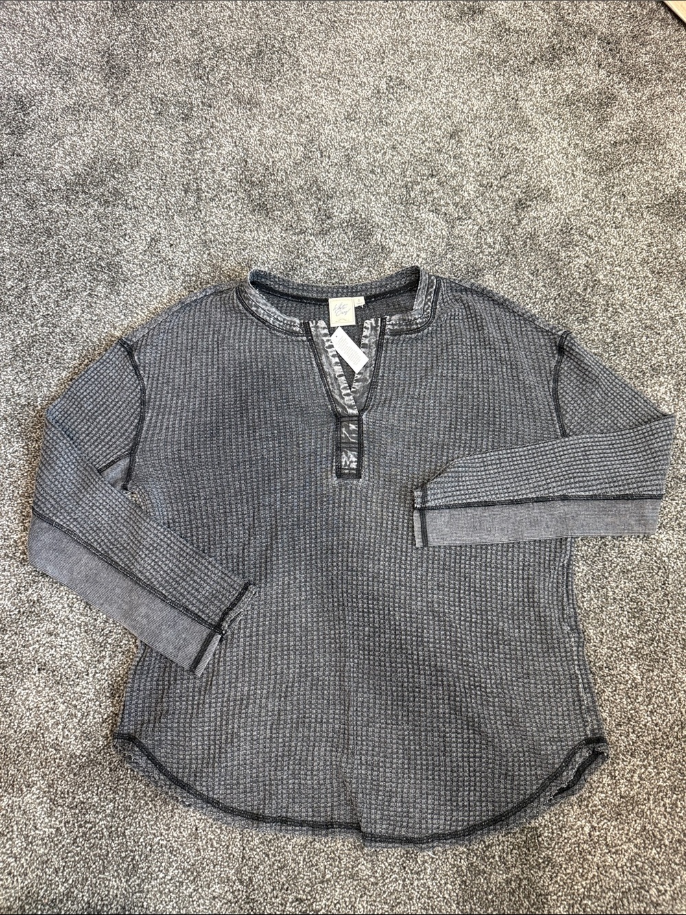 White Crow Waffle Henley Long-Sleeve Top